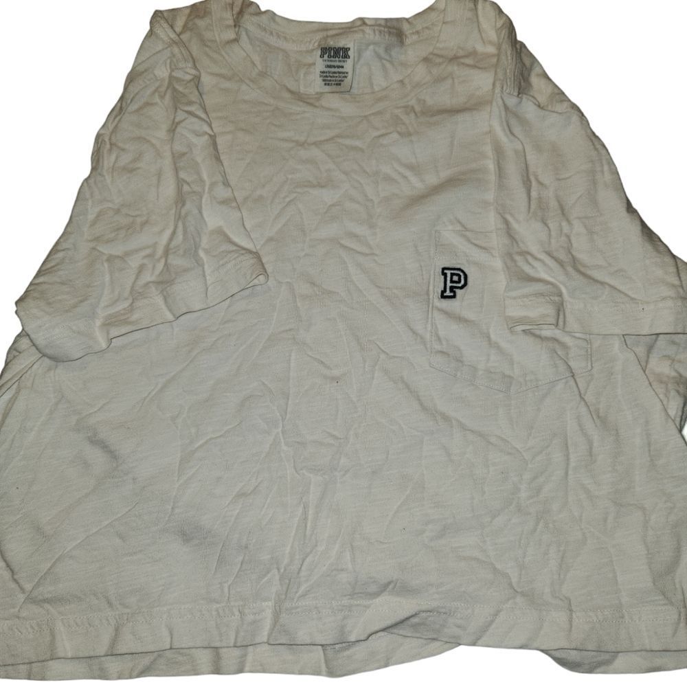 Victoria's Secret PINK White soft short sleeve cropped top size large